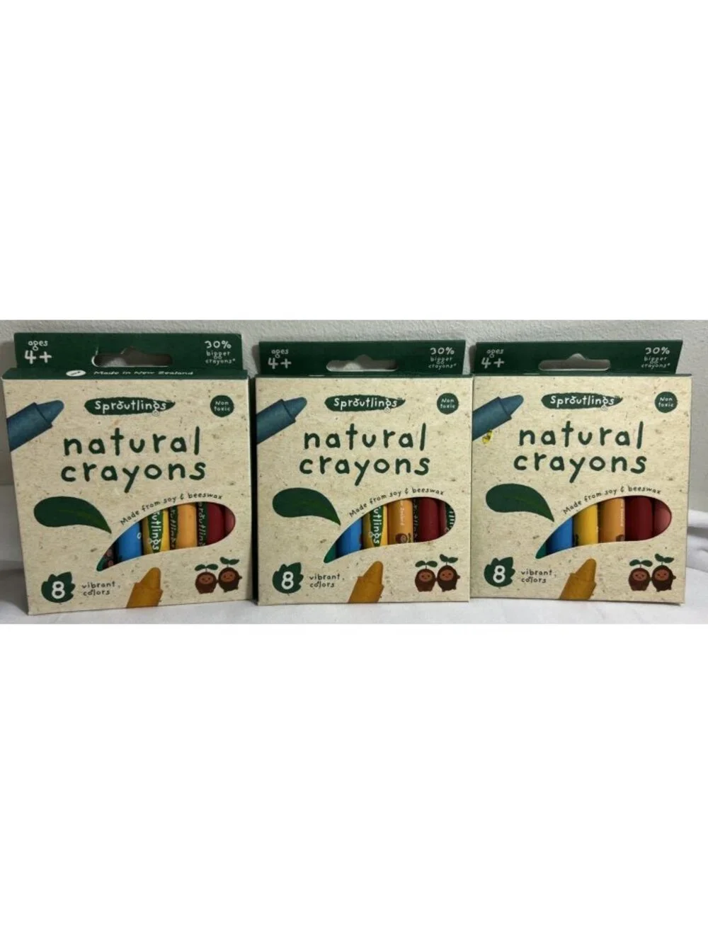 Sproutlings Natural Crayons Soy & Beeswax Blend, 8 Vibrant Colors Lot of 3 Boxes